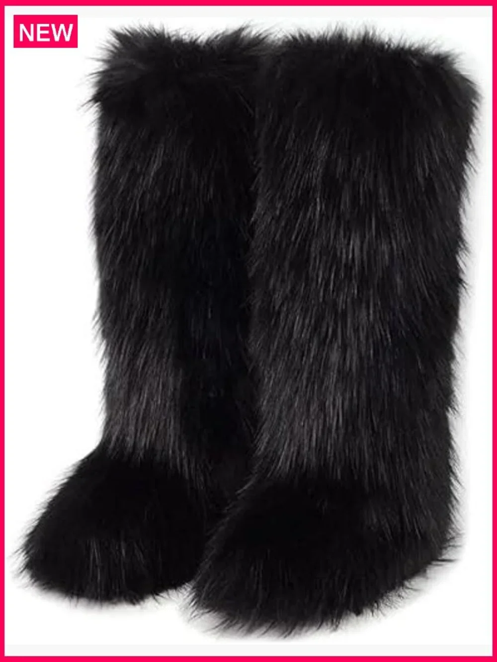 Knee High Faux Fur Snow Boots Fuzzy Fluffy Winter Boots for Women